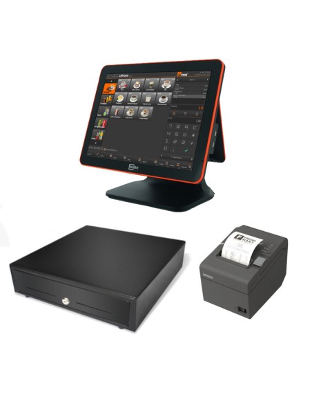 PACK TPV POS 1525D CON PANTALLA TRASERA, IMPRESORA DE TICKETS  Y CAJÓN MONEDERO ELÉCTRICO.